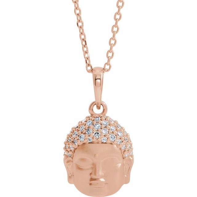 DIAMOND BUDDHA NECKLACE - 14K Rose Gold