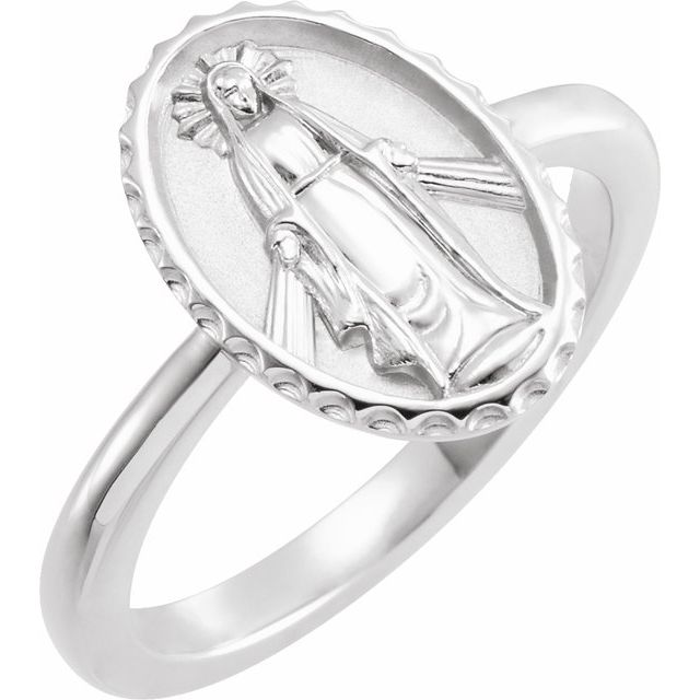 MIRACULOUS MEDAL RING - 14K White Gold