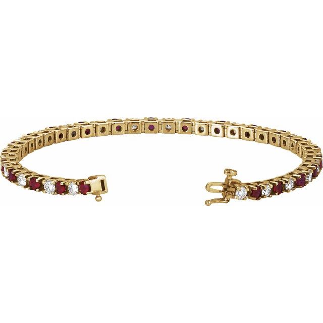 2 ⅓ CTW DIAMOND & RUBY TENNIS BRACELET - Yellow Gold