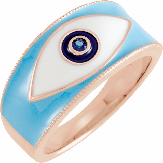 EVIL EYE RING - 14K Rose Gold