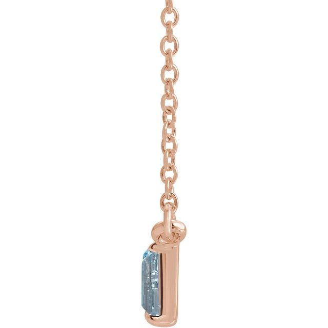 BLUE MULTI-GEMSTONE BAR NECKLACE - Rose Gold