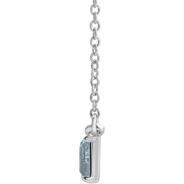 BLUE MULTI-GEMSTONE BAR NECKLACE - White Gold