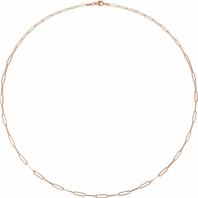 ELONGATED FLAT LINK CHAIN - 14K Rose Gold