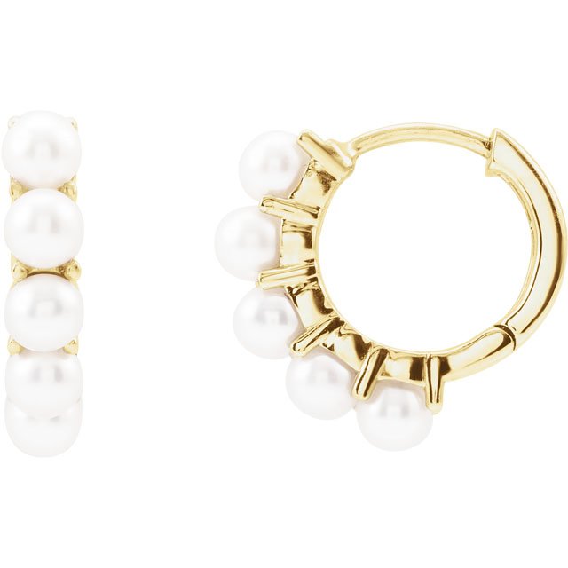 FRESHWATER CULTURED PEARL HUGGIE EARRINGS