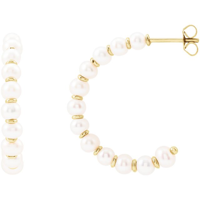 LARGE FRESHWATER CULTURED PEARL HOOP EARRINGS