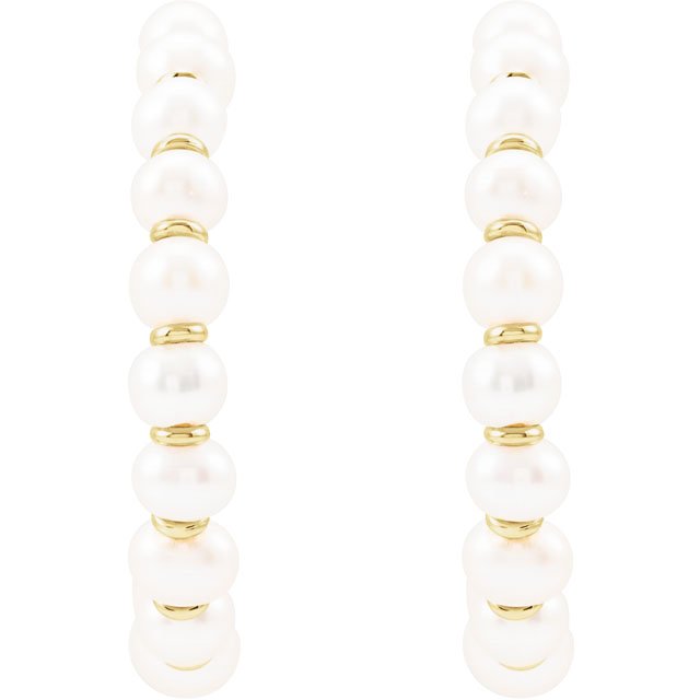 LARGE FRESHWATER CULTURED PEARL HOOP EARRINGS