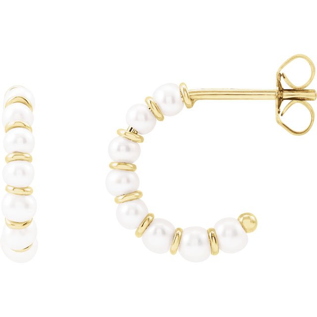 WHITE FRESHWATER CULTURED PEARL HOOP EARRINGS