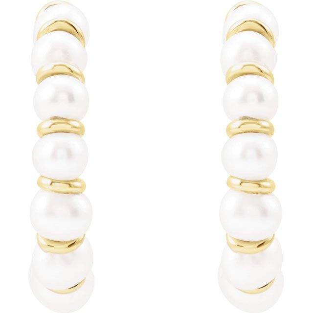WHITE FRESHWATER CULTURED PEARL HOOP EARRINGS