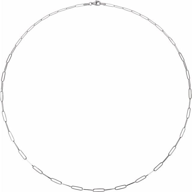 ELONGATED FLAT LINK CHAIN - 14K White Gold
