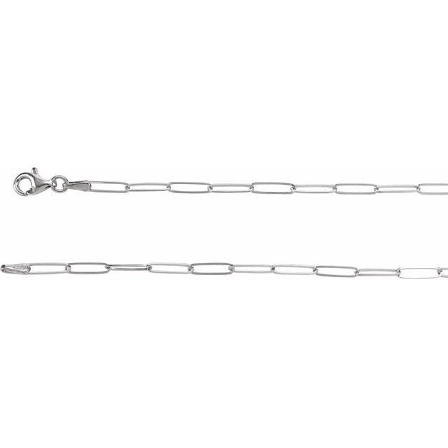ELONGATED FLAT LINK CHAIN - 14K White Gold