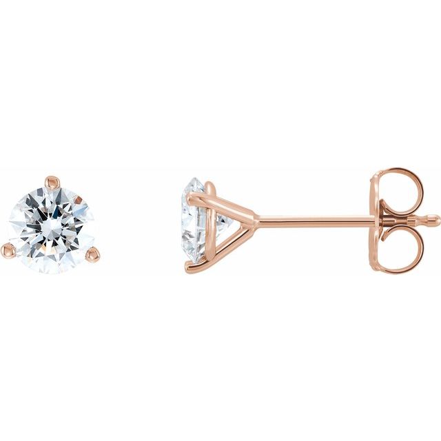 DIAMOND STUDS 3-PRONG MARTINI GLASS SETTING - 14K Rose Gold