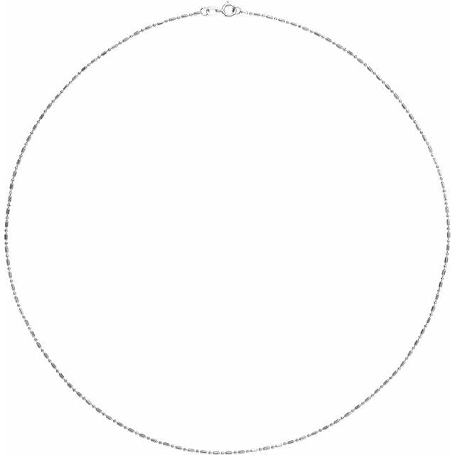 14 K ALTERNATING BEAD CHAIN - White Gold