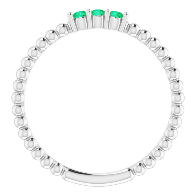 EMERALD BEADED STACKING RING