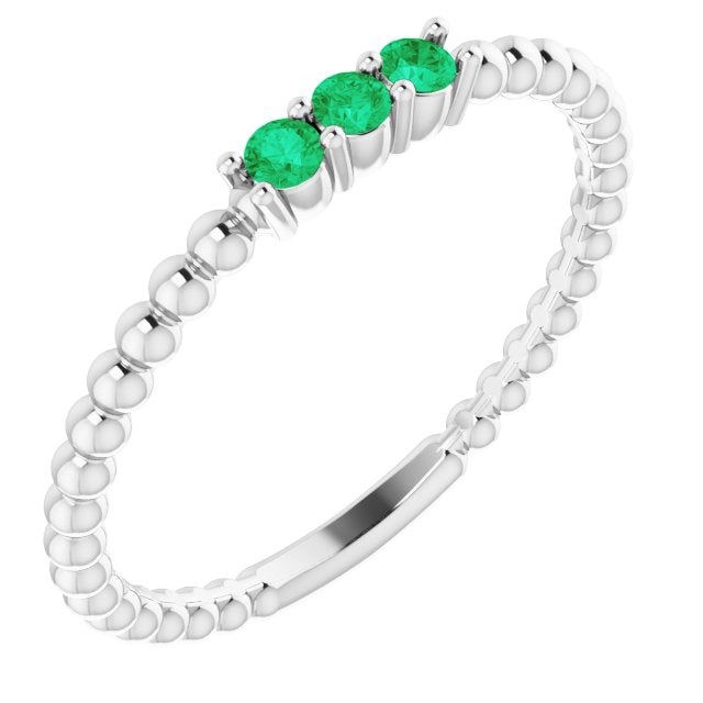 EMERALD BEADED STACKING RING