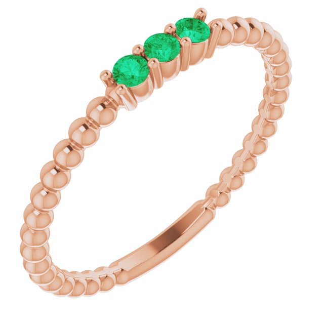 EMERALD BEADED STACKING RING