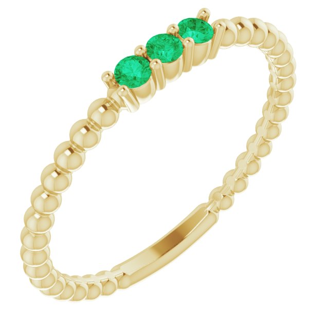 EMERALD BEADED STACKING RING