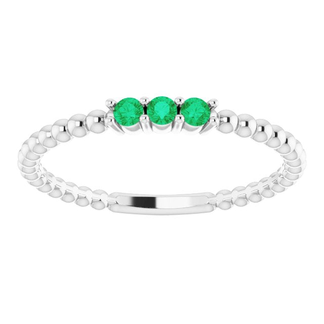 EMERALD BEADED STACKING RING