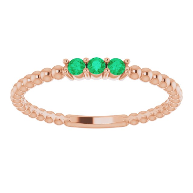 EMERALD BEADED STACKING RING