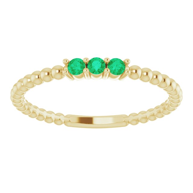 EMERALD BEADED STACKING RING