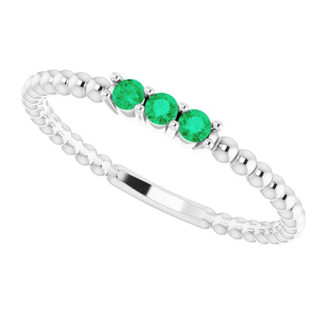 EMERALD BEADED STACKING RING