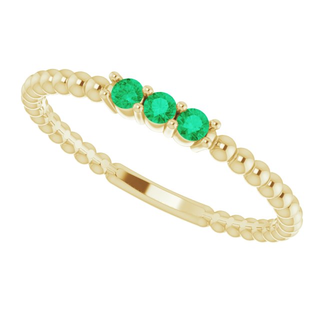 EMERALD BEADED STACKING RING