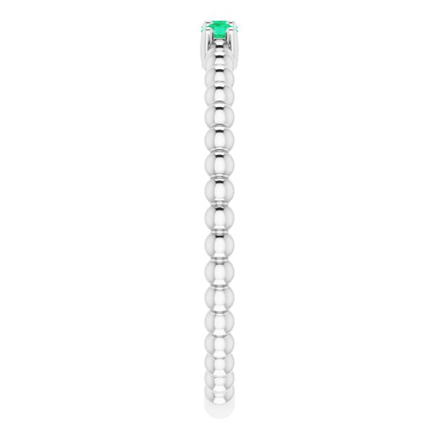 EMERALD BEADED STACKING RING