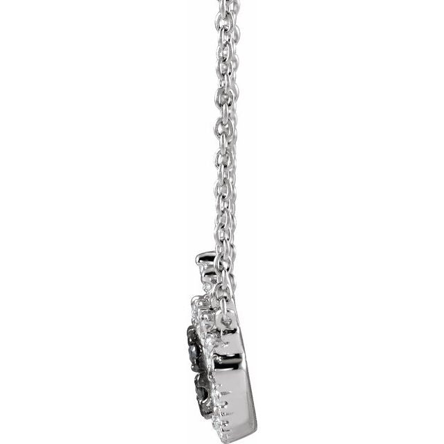 BLACK & WHITE DIAMOND EVIL EYE NECKLACE - White Gold