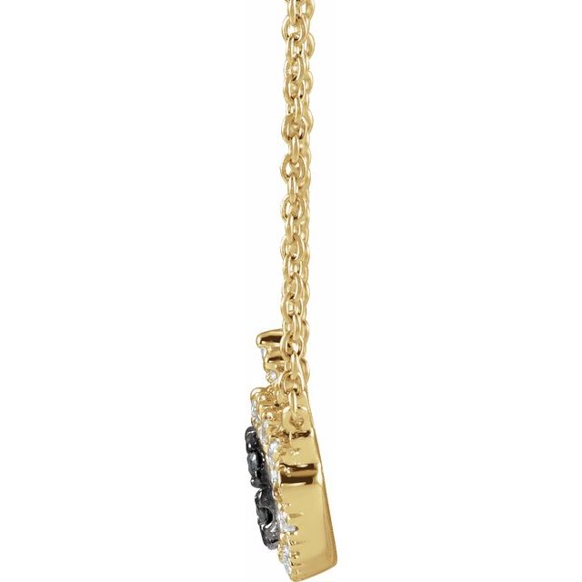 BLACK & WHITE DIAMOND EVIL EYE NECKLACE - Yellow Gold