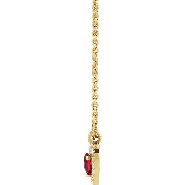 RUBY & .06 CTW DIAMOND HEART NECKLACE