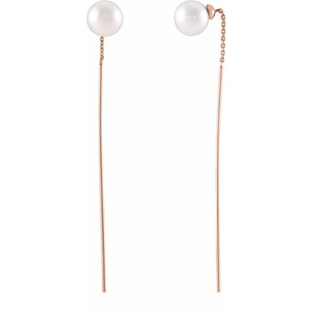 FRESHWATER CULTURED PEARL THREADER EARRINGS - 14K Rose Gold