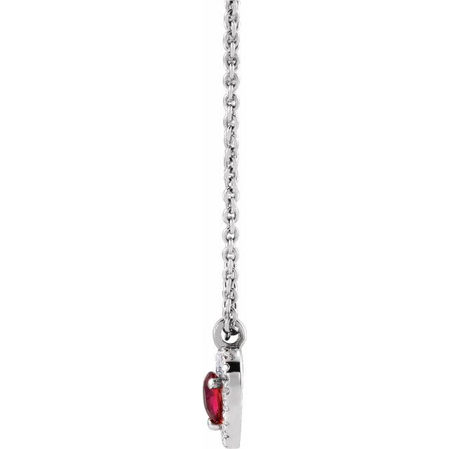 RUBY & .06 CTW DIAMOND HEART NECKLACE