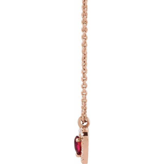 RUBY & .06 CTW DIAMOND HEART NECKLACE