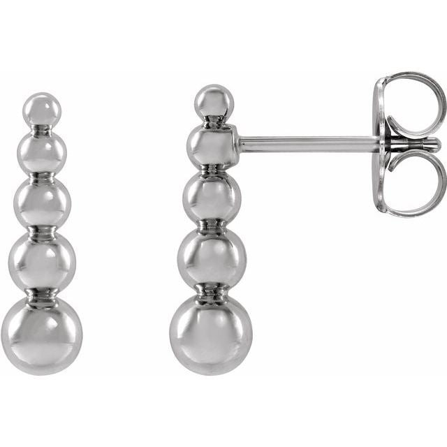 GRADUATED BALL EARRINGS - 14K White Gold