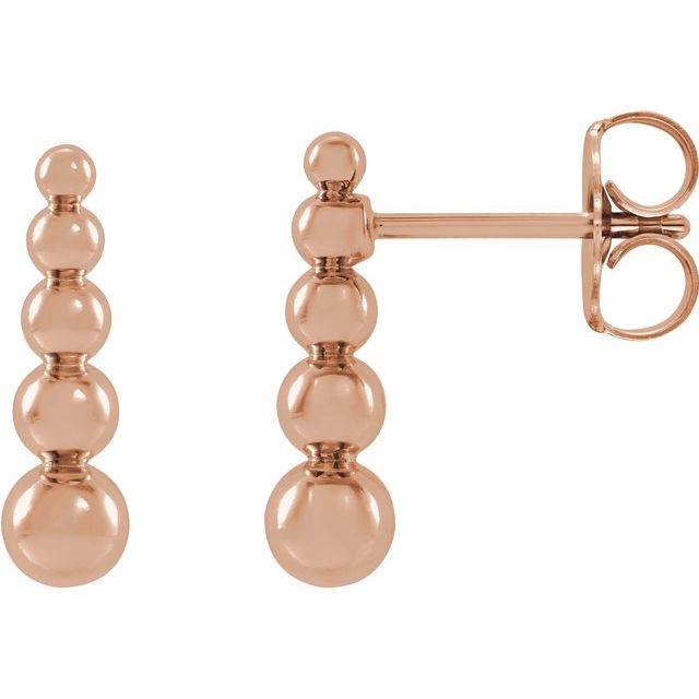 GRADUATED BALL EARRINGS - 14K Rose Gold