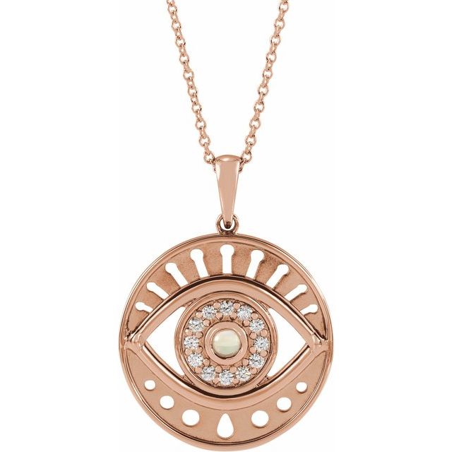 EVIL EYE NECKLACE - ETHIOPIAN OPAL - 14K Rose Gold