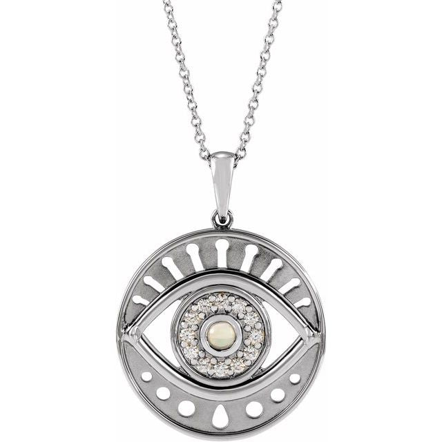 EVIL EYE NECKLACE - ETHIOPIAN OPAL - 14K White Gold