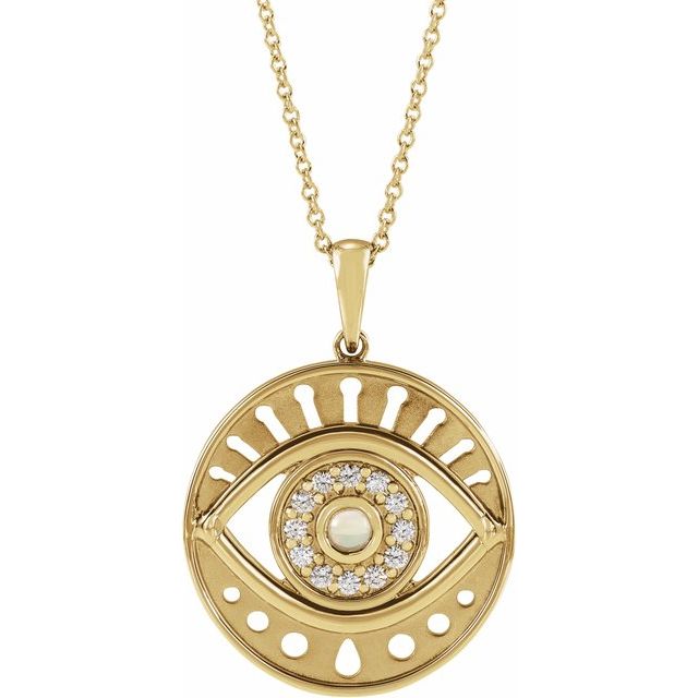 EVIL EYE NECKLACE - ETHIOPIAN OPAL - 14K Yellow Gold