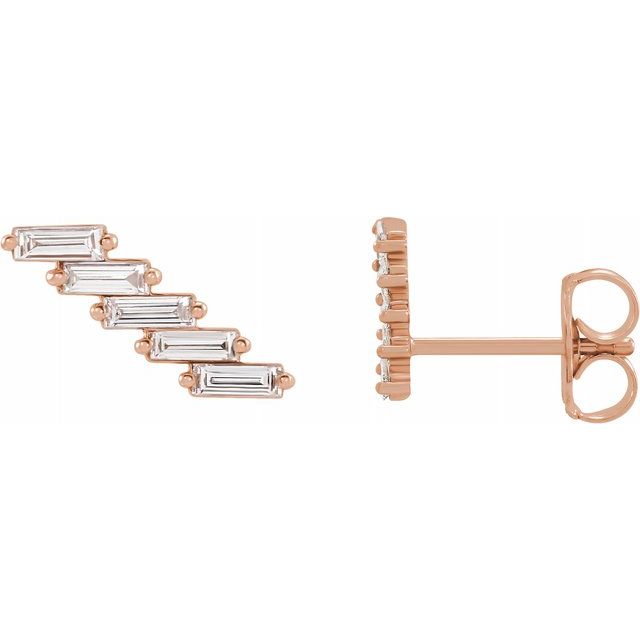 DIAMOND EAR CLIMBERS - 14K Rose Gold