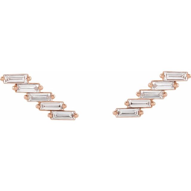 DIAMOND EAR CLIMBERS - 14K Rose Gold