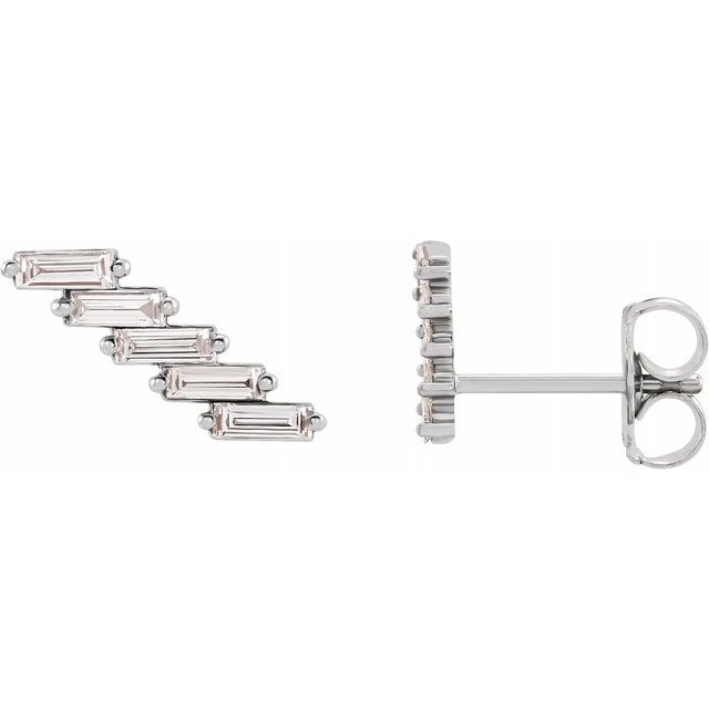 DIAMOND EAR CLIMBERS - 14K White Gold