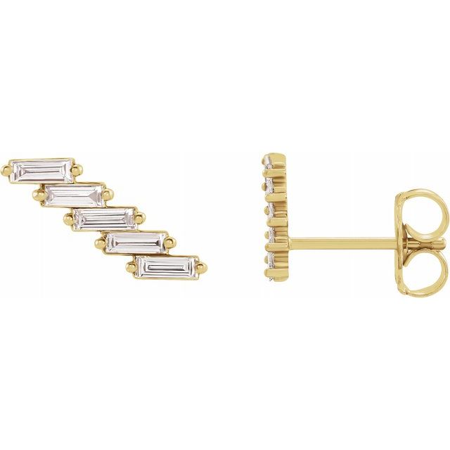 DIAMOND EAR CLIMBERS - 14K Yellow Gold