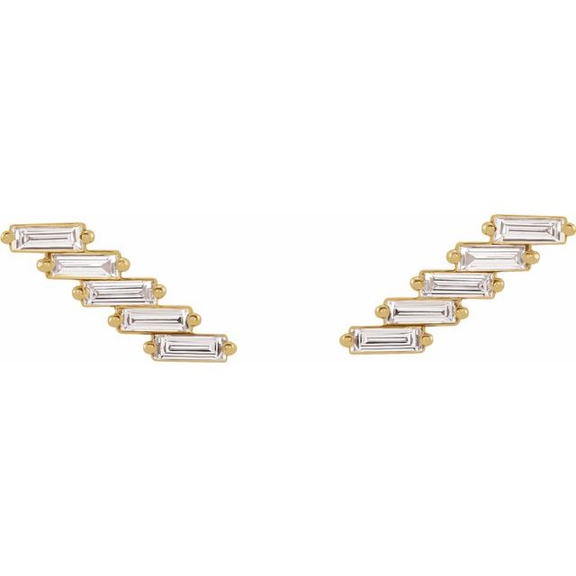 DIAMOND EAR CLIMBERS - 14K Yellow Gold
