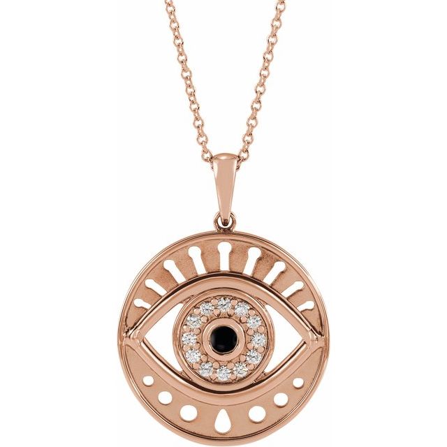 EVIL EYE NECKLACE - ONYX - 14K Rose Gold