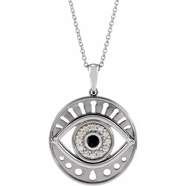 EVIL EYE NECKLACE - ONYX - 14K White Gold