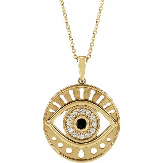 EVIL EYE NECKLACE - ONYX - 14K Yellow Gold