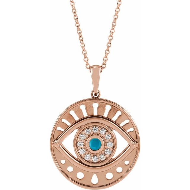 EVIL EYE NECKLACE - TURQUOISE - 14K Rose Gold
