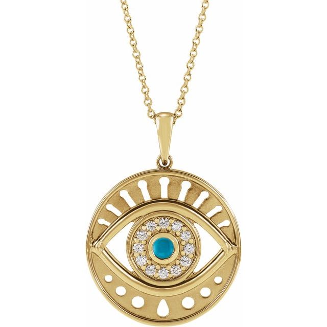 EVIL EYE NECKLACE - TURQUOISE - 14K Yellow Gold