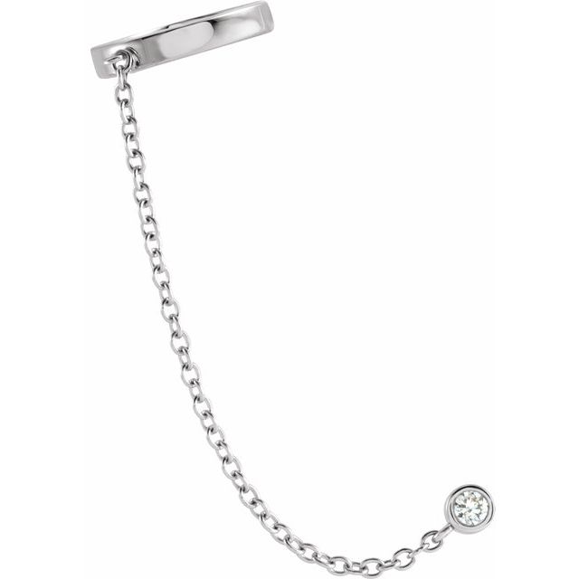 DIAMOND SINGLE EAR CUFF WITH CHAIN