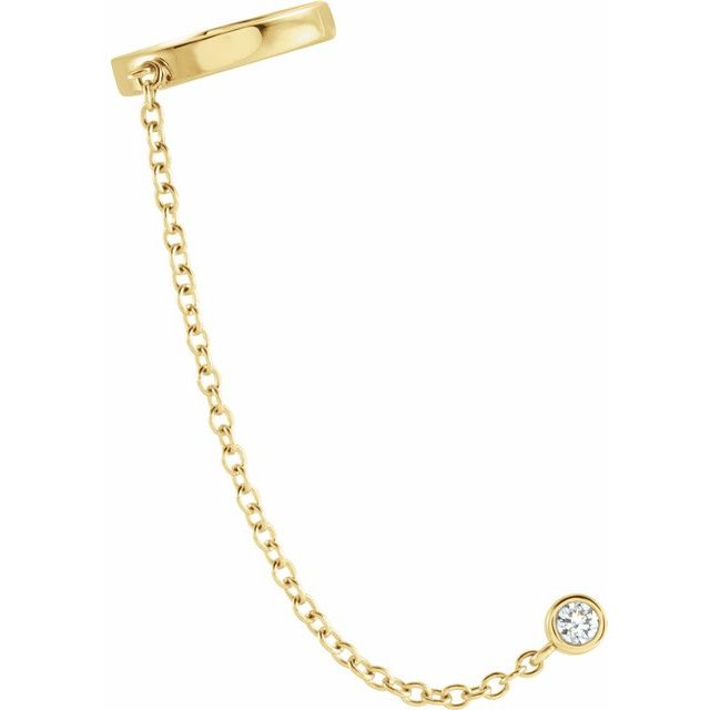 DIAMOND SINGLE EAR CUFF WITH CHAIN