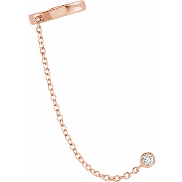 DIAMOND SINGLE EAR CUFF WITH CHAIN